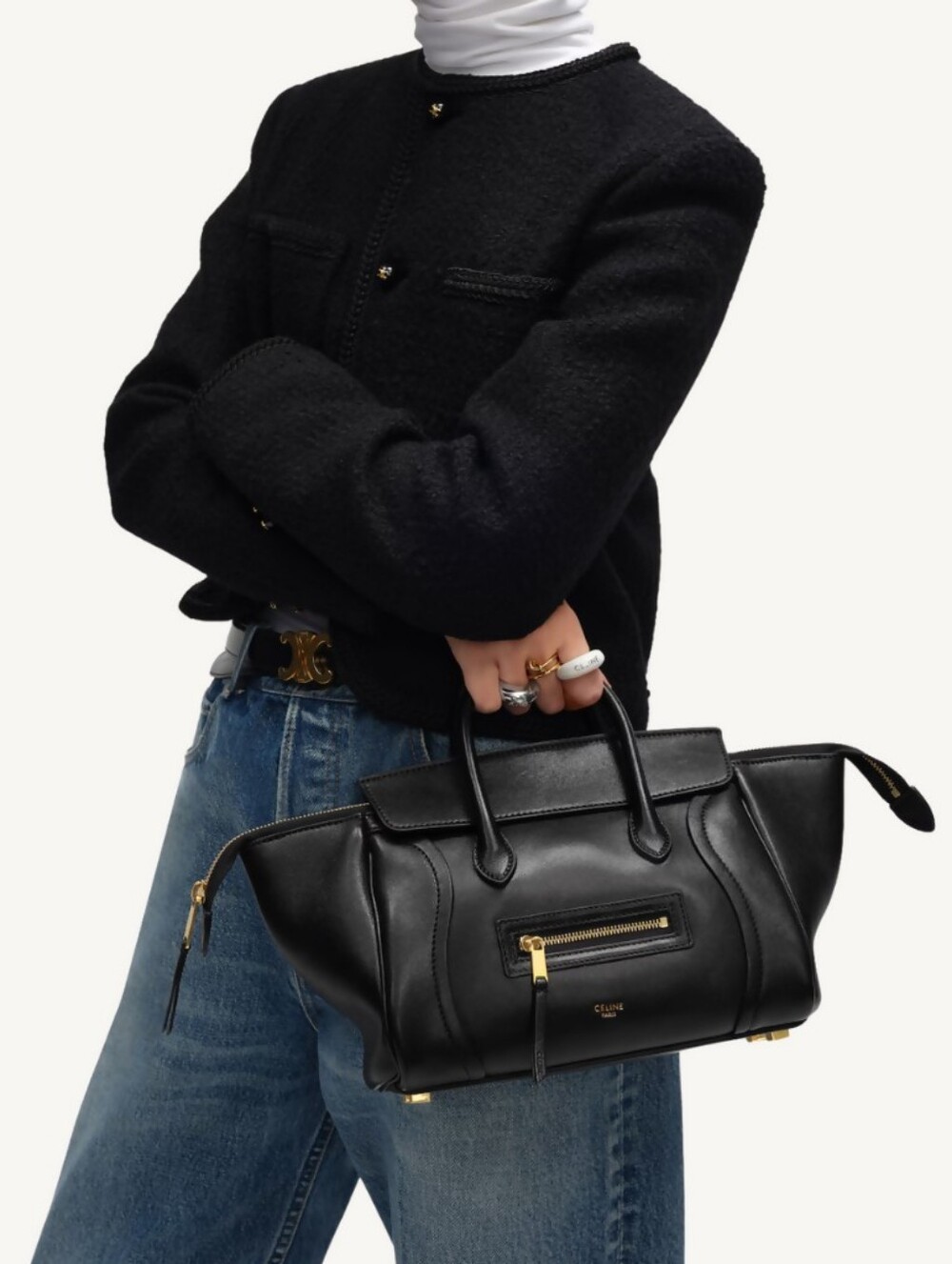 Brand NEW!! CELINE LITTLE LUGGAGE IN GRAINED CALFSKIN Black MSRP $3990 USD W/COA - Picture 9 of 16